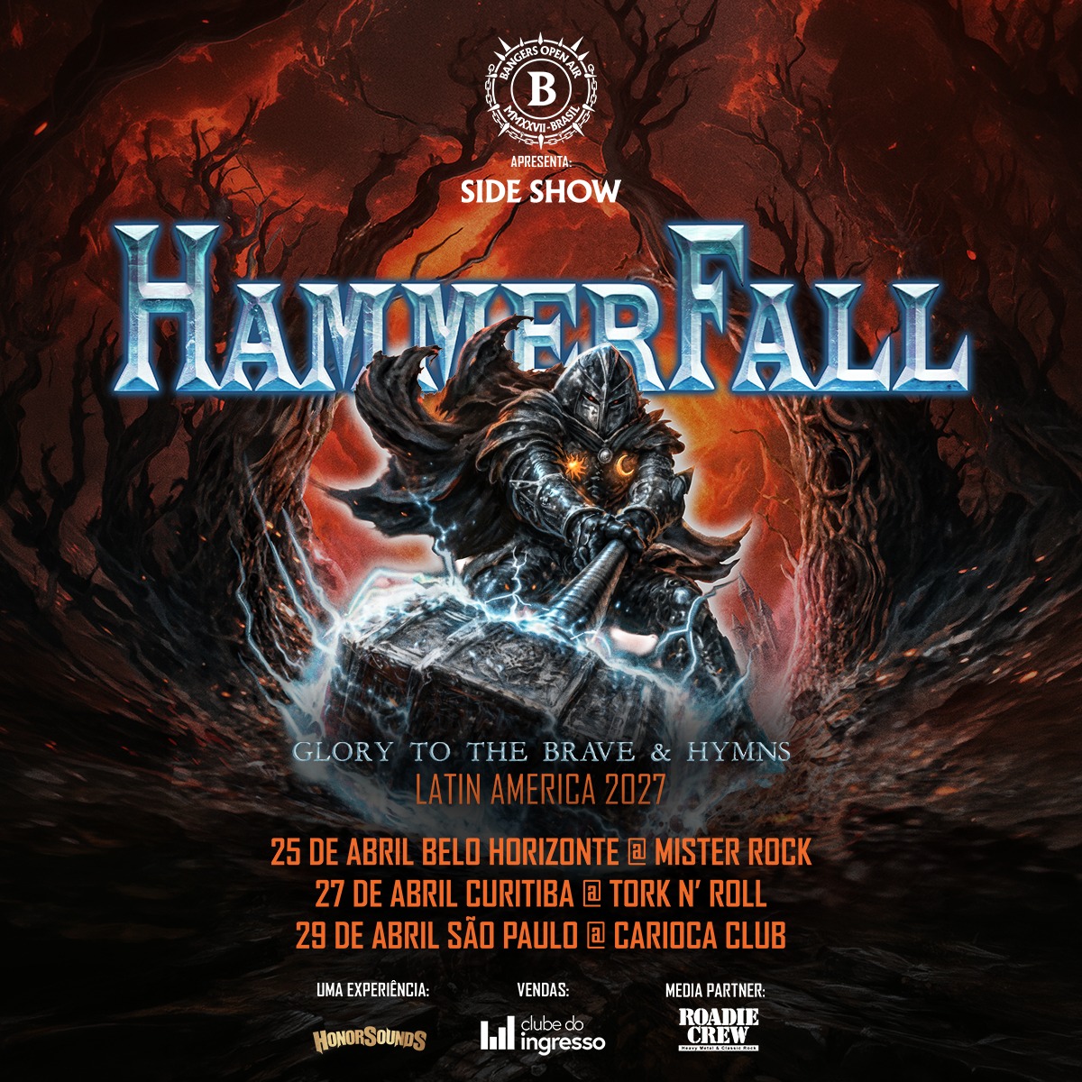 HAMMERFALL anuncia turnê latino-americana 2027 e confirma três sideshows do BANGERS OPEN AIR no Brasil